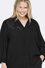 ONLY eco zwarte blouse met bloemdeta