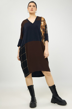 Mat fashion jurk combi stofjes