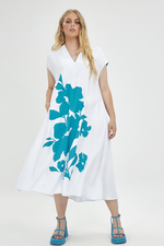 Mat fashion jurk bloemprint opdruk