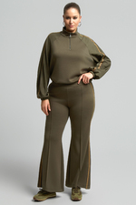 Mat fashion broek flared zijbies