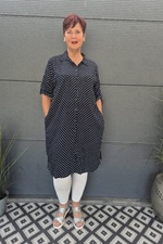 Bagoes lange blouse oprolmouw stip
