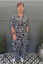 Bagoes lange blouse oprolmouw streep