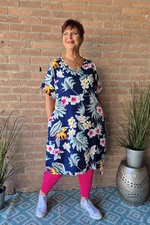 Bagoes jurk v-hals ceintuur bloem
