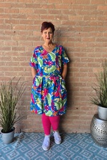 Bagoes jurk v-hals ceintuur bloem