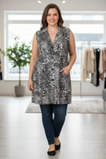 Ophilia gilet Karl print cotton