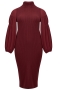 Mat fashion jurk brei voile pofmouw | 78017021BORDL=52-54&nbsp;