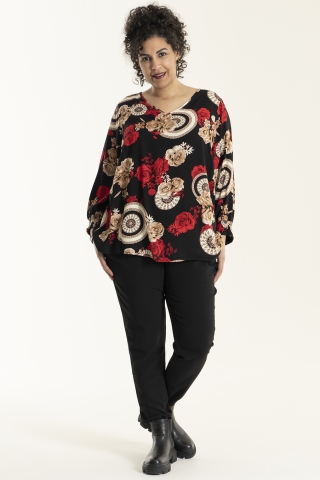 Studio blouse Majbritt print | S226843blac/redL=50/52&nbsp;