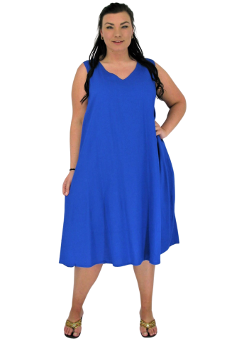 Luna Serena jurk kate plain V hals | kate plain03roya/blue42-52 one&nbsp;