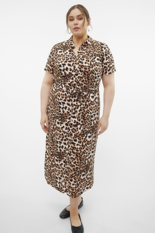 VERO MODA curve ECO jurk EASY | 10300128TAN/LEO46&nbsp;