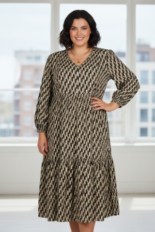 Ophilia jurk Lucy viscose dessin | Lucy 23S viscosePant/salm1=42&nbsp;