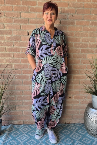 Bagoes lange blouse oprolmouw blad | B002013P-1geel/bladM=46-48&nbsp;