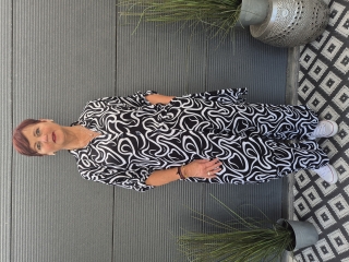 Bagoes lange blouse oprolmouw streep | B002013P-6coba/witM=46-48&nbsp;
