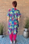 Bagoes jurk v-hals ceintuur bloem | B002014P-3blau/bloeM=46-48&nbsp;