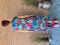 Bagoes singlet jurk ruche rand bloem | B002015P-3blau/bloeM=46-48&nbsp;