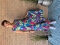 Bagoes singlet jurk ruche rand bloem | B002015P-3blau/bloeM=46-48&nbsp;