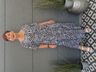 Bagoes lange jurk ruche vlek | B002018P-5coba/vlekM=46-48&nbsp;
