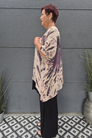 Bagoes kimono kort vogel print | B003011V2zand/paarBig Size&nbsp;