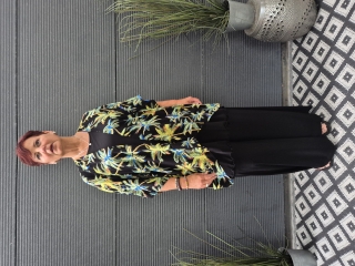 Bagoes kimono kort palmboom print | B003011Pwit/olijBig Size&nbsp;
