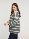 Mat fashion streep trui | 84015003AQUA/MINTS/M=44-48&nbsp;