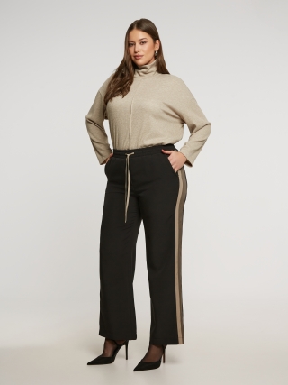 Mat fashion broek met bies | 84012018BLACS=44-46&nbsp;
