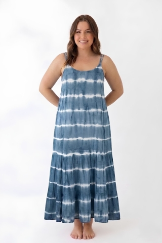 Bagoes Lange Jurk streep | B005015blue/whit1 maat&nbsp;