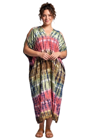 Luna kaftan jurk Niva 14 | niva5496pink/gree46-60 big&nbsp;