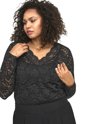 Only Eco shirt lace V hals kant | 15380960blacS=42/44&nbsp;
