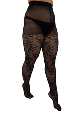 Leaf Pattern Sheer Curvy Tights